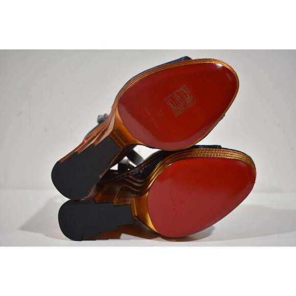 Christian Louboutin Mira Colunata 120 Denim Platform Wedge Sandal Heel Pump 37 - Picture 12 of 12